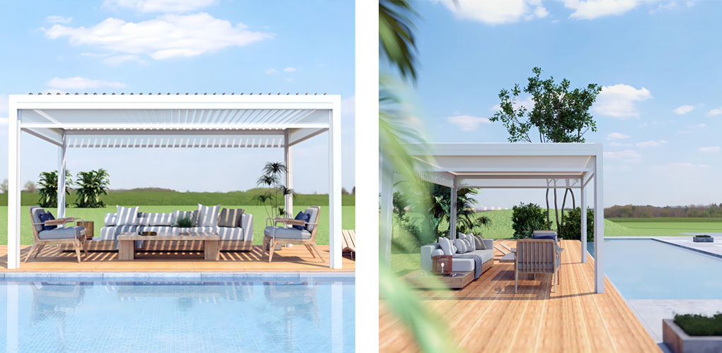 Electric aluminium louvered pergola